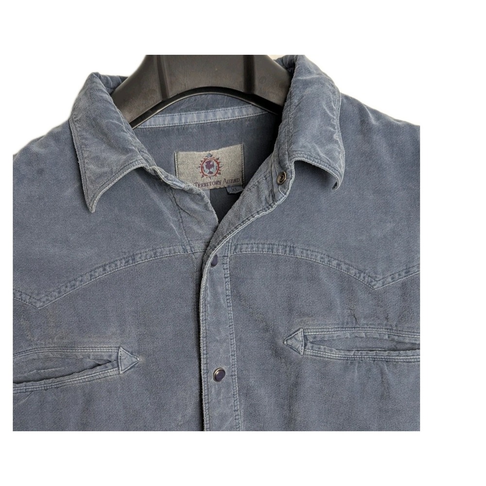Territory Ahead Mens Lt Blue/Gray Corduroy Western Shirt Long Sleeve Casual XL - Picture 3 of 9